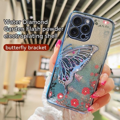 Quicksand Butterfly Holder Case Cover Glitter Diamond Bracket For Various Phone
