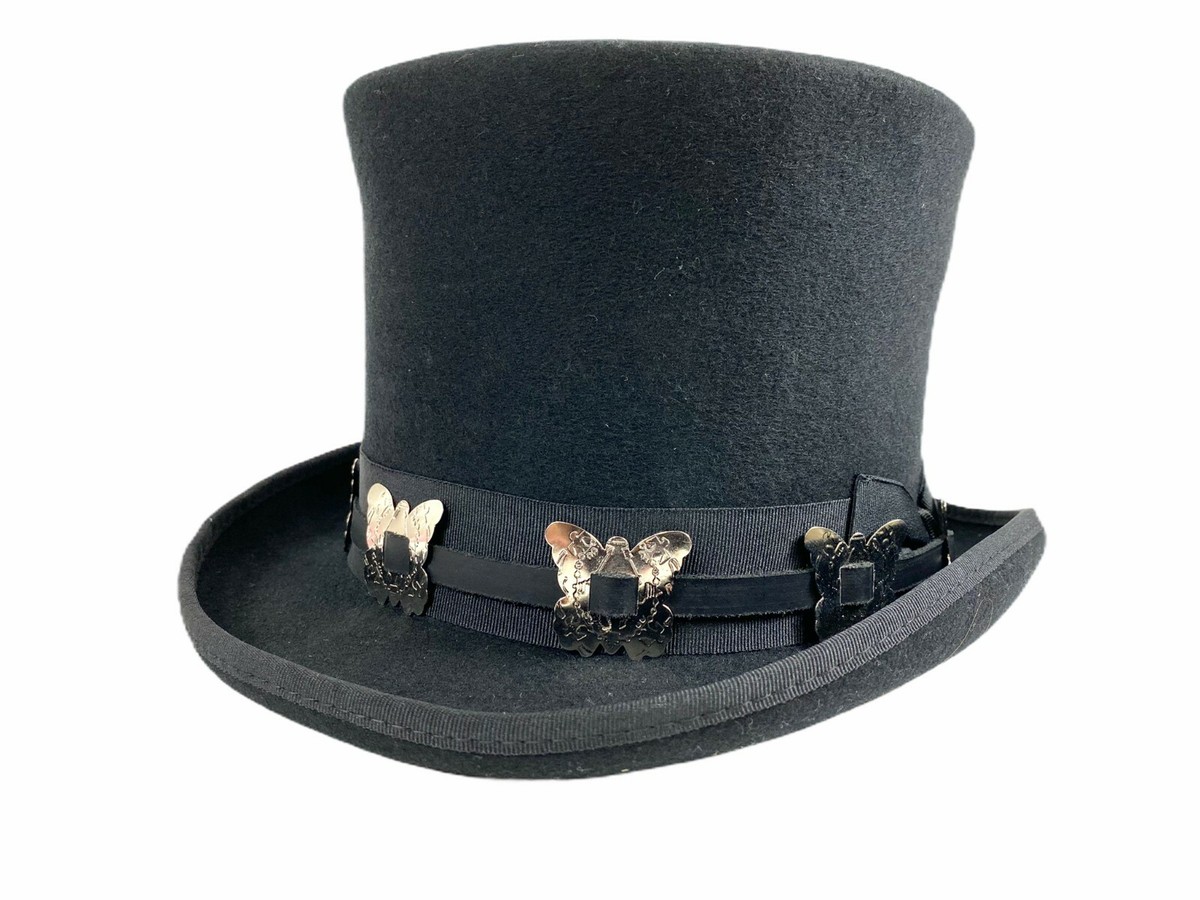 ?Western Cowboy Hat w/ Butterfly Chain Band Black Hat Butterfly Chain Hat Band Butterfly Strap Cowboy Hat – HuesOfViolet main image 4