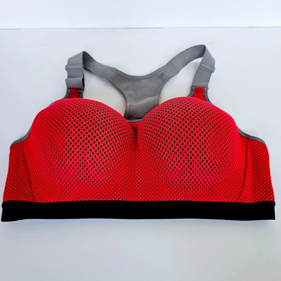 Victoria's Secret VSX Racerback Incredible Sports Bra Red Mesh Padded 38D M980.1 - Image 2 of 4