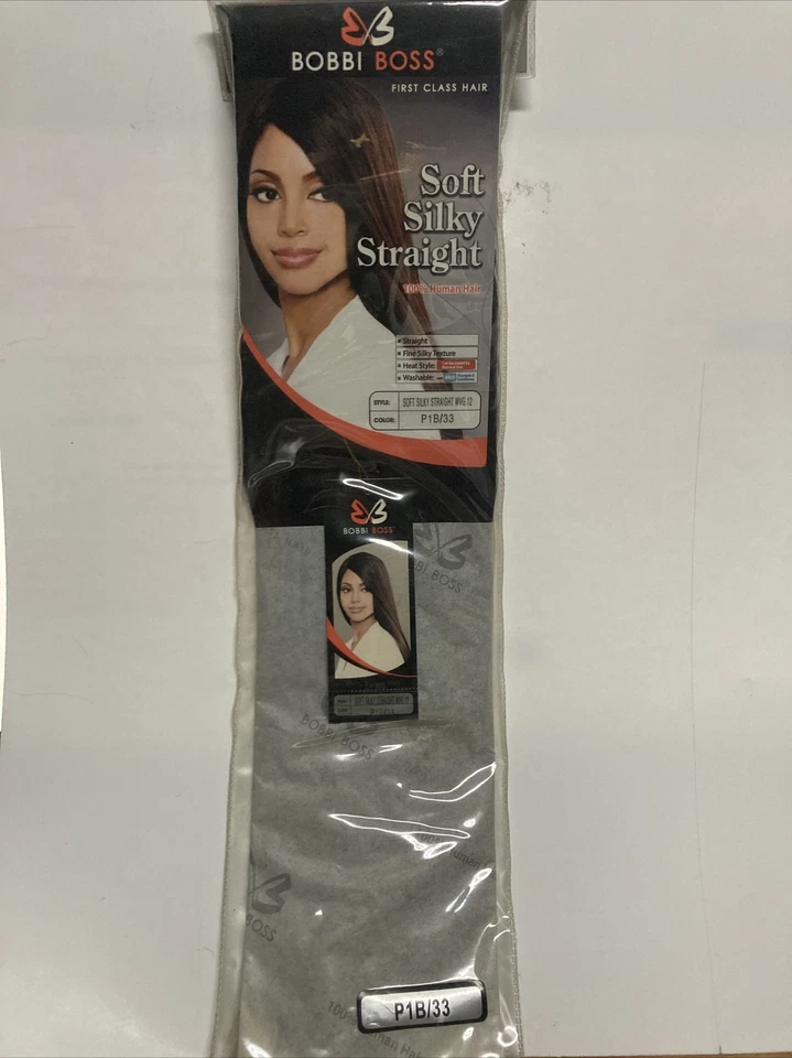 Bobbi Boss 100% Human Hair for Weaving Soft Silky Straight 12" Color: 1B/33  - Image 2 of 4