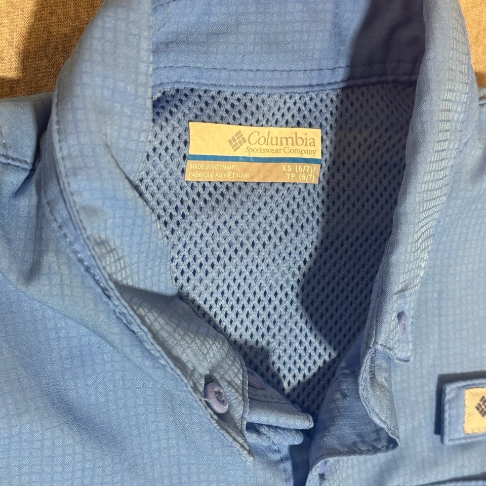Columbia PFG Blue kids size TP 6/7 XS long sleeve fishing shirt with Omni-Shade - Image 3 of 4
