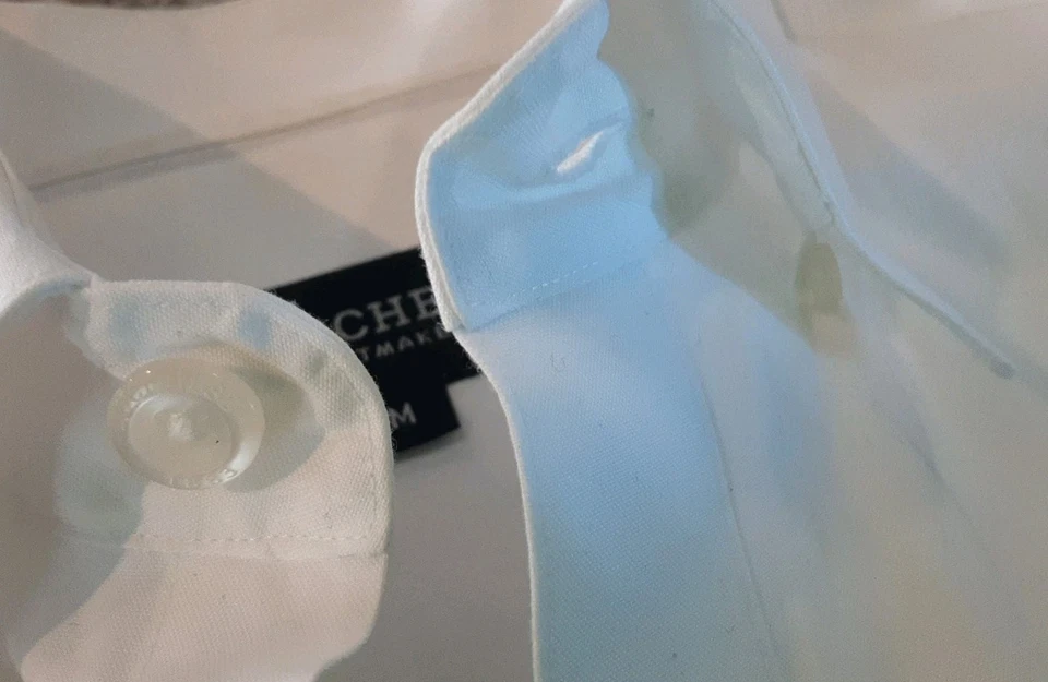 LUCCHESE-The San Antonio-Camisa Blanca Algodón Botón Frontal Yugo Occidental/Espalda-Talla M Foto 3 de 4