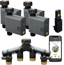 21207 B-hyve Smart Hose Watering Timer (Gen 2) 4-Pack with Wi-Fi Hub and Hose Y 