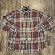 Gant Coastal Twill Mens L Button Up Shirt Warm Plaid Cotton Multicolor Outdoor