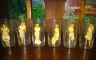 VTG  Follies Girl Glasses 1940s 1950s Peek-A-Boo - Federal Glass - Set of 6