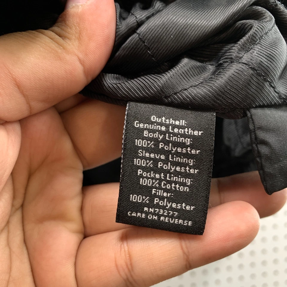 Croft & Barrow Black Leather Bomber Jacket Mens LT Large Tall Zip - Image 3 of 4