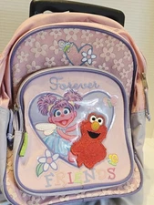 Vintage Sesame Street Rolling Backpack Abby Cadabby & Elmo Purple Retro Toddler 