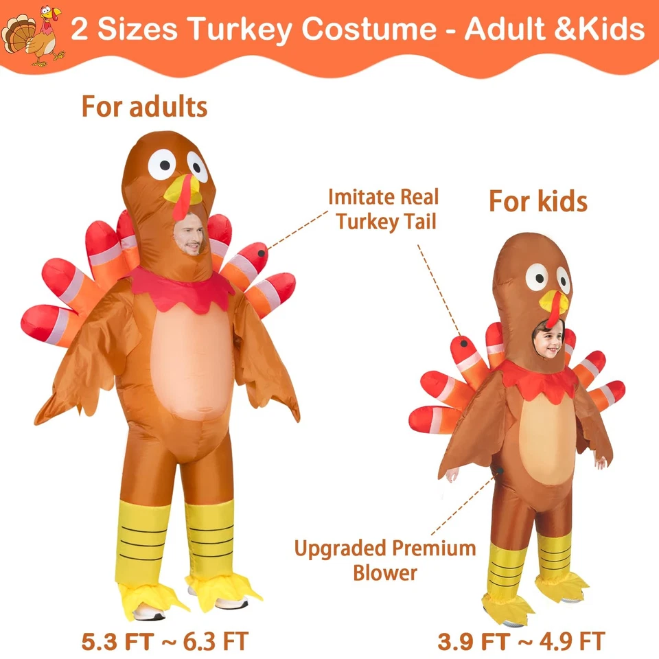 Fantasia inflável para peru adulto fantasia Halloween Turquia Ação de Graças Par... - Imagem 2 de 4