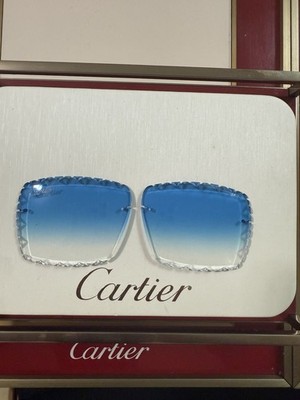 Cartier Diamond Cut Lenses For buffalo Horn Or Wood  Replacement Ice Blue Buffs