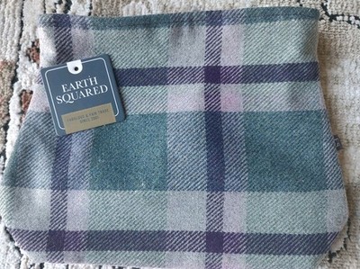 Earth Squared Fair Trade Stone Moss Tweed Tartan Make-up Bag