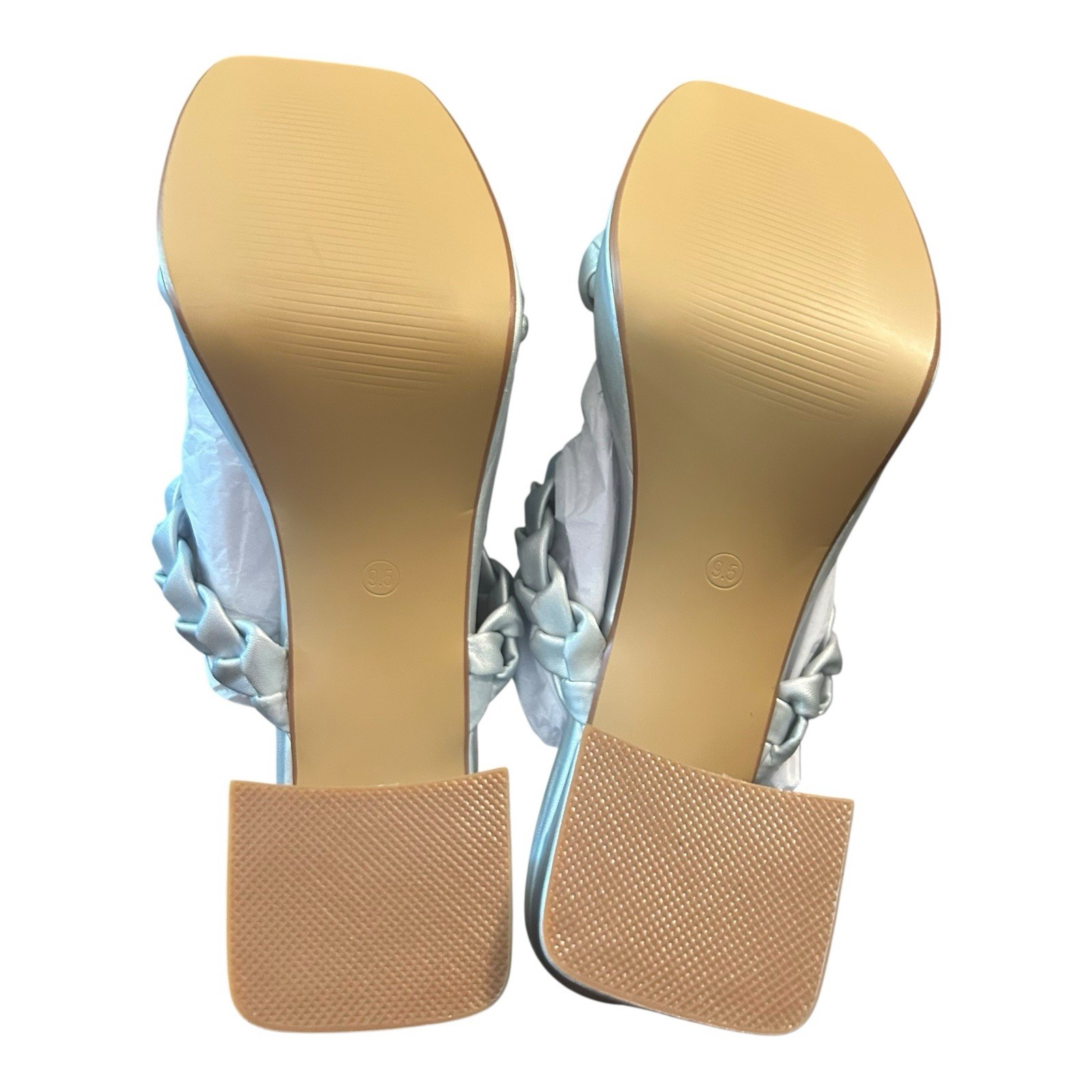 APL Sandalo con cinturino intrecciato tacco a blocco misura 9 5 argento ecopelle