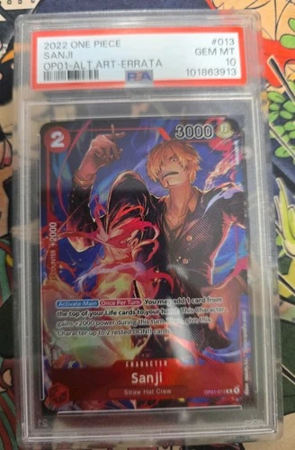 One Piece Sanji OP01-013  Alternate Art Errata Romance Dawn alt PSA 10 English