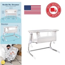 Beside Me Dreamer Bassinet Bedside Sleeper Driftwood Grey 6 Position Adjustment