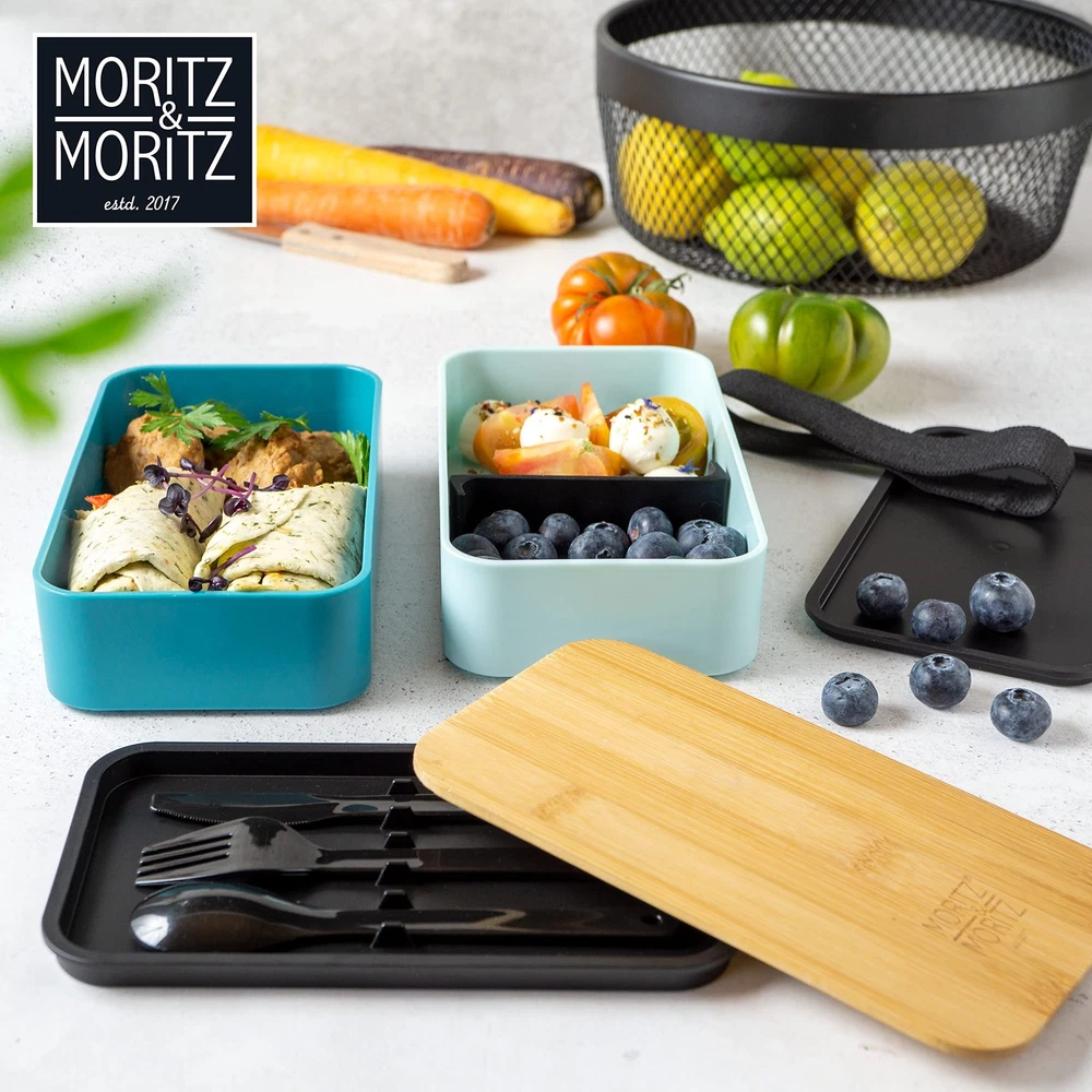 Colorful Bento Lunch Box With Compartments in Blue Colorful Bento Lunch Box With Compartments in Blue