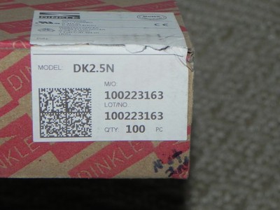 100 Dinkle DK2.5N 600V 20A, 22~12AWG Terminal Block, D-Rail-Tan