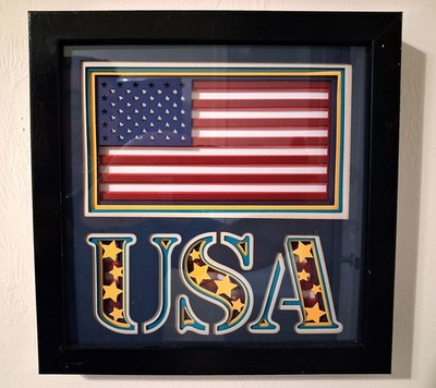 Custom made 3D Shadow box  8x8 frame multicolor paper layers Art