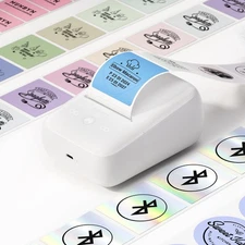 FM226 Label Maker with Tape, Bluetooth Inkless Portable Thermal Sticker Machi...