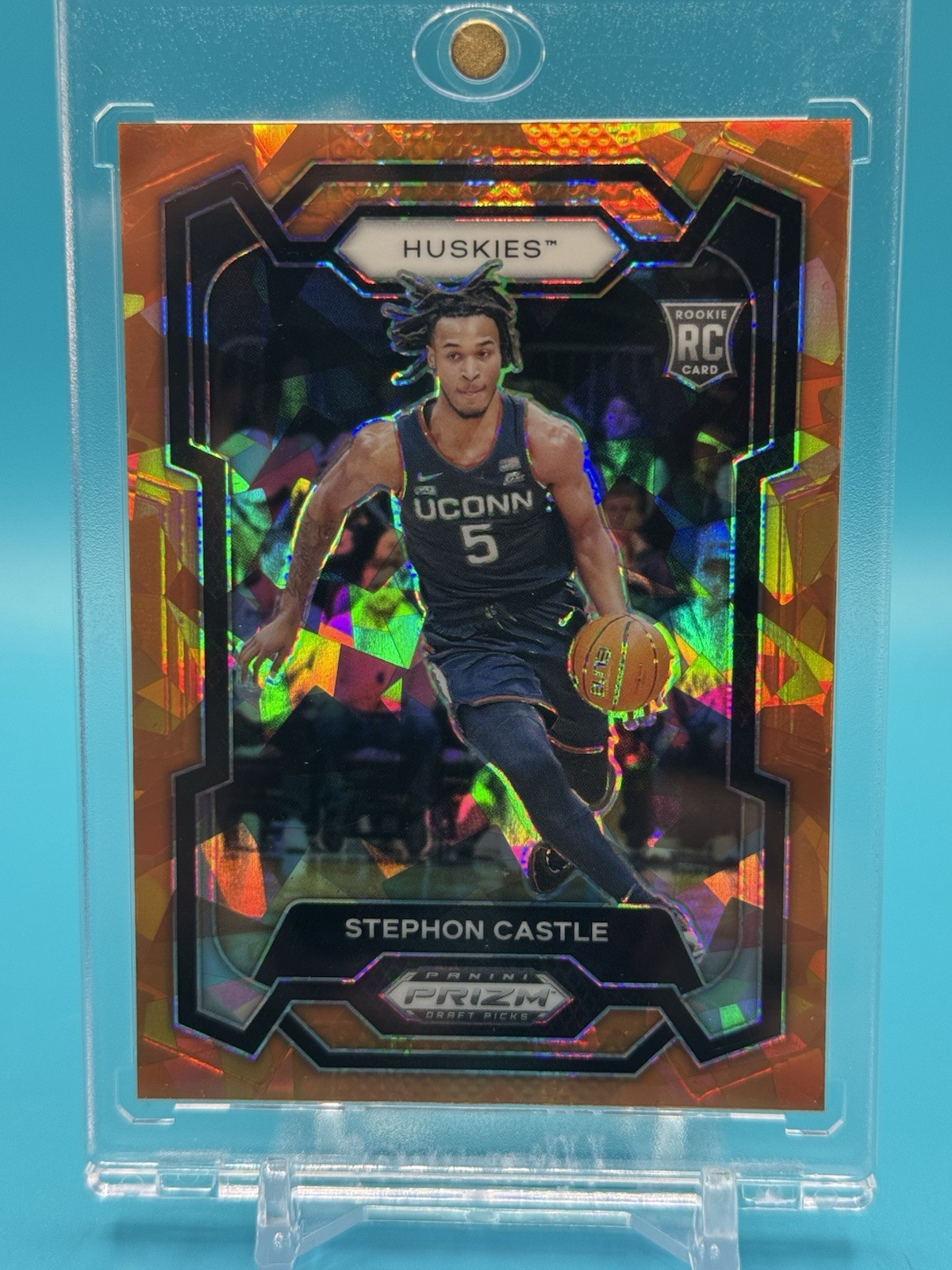 2024 Panini Prizm Draft Picks Stephon Castle #17 Orange Ice Prizm Spurs Rookie