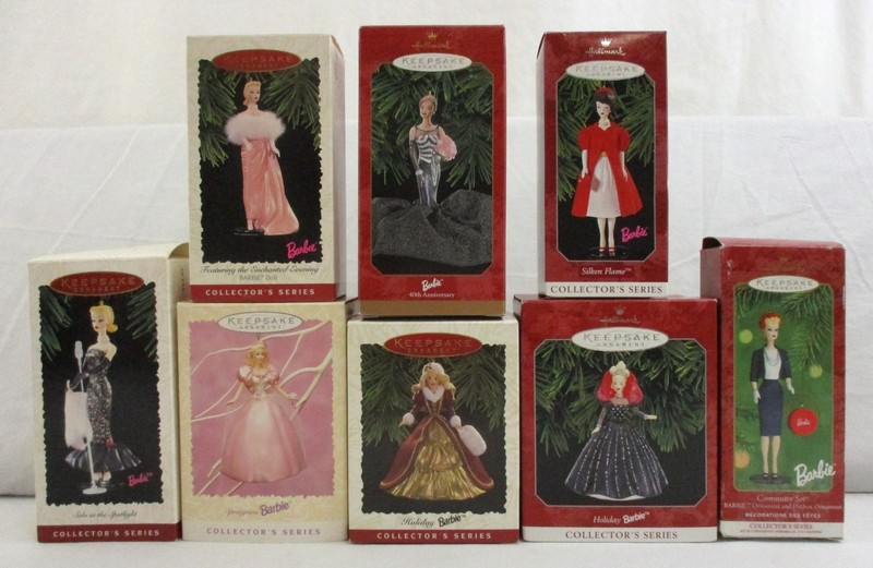 Lot of 8 Barbie Hallmark Keepsake Ornaments Holiday Springtime Silken Flame++