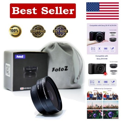 40.5mm 0.75x Mini Wide Angle Conversion Lens(w/Macro), for Sony ZV-1F ZV-E10,...