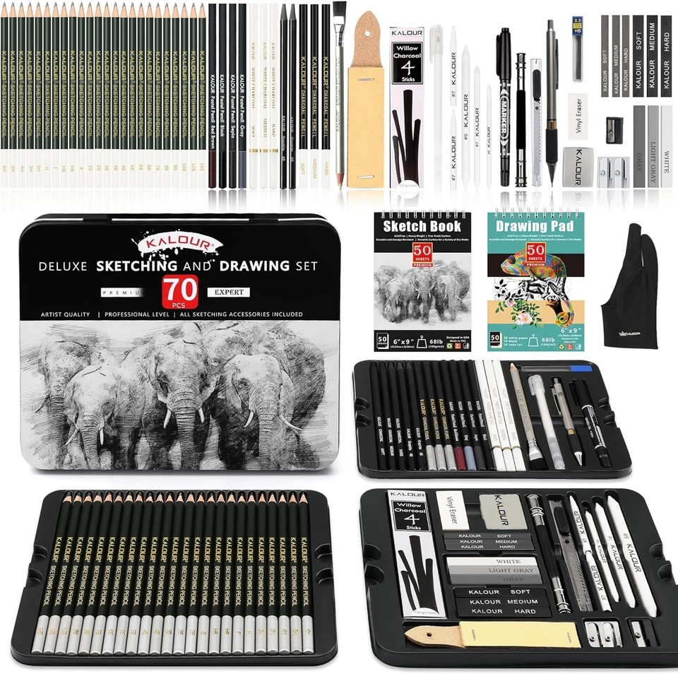 Pro Art 72-Pack Sketching Tools &  Sketchbook - Perfect for All Levels - Image 3 of 4