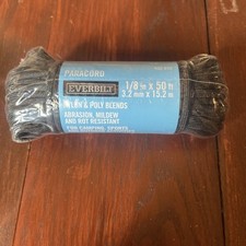 Everbilt Paracord Rope 160lb Working Load Limit Outdoor Blk 1/8" x 50' 402816