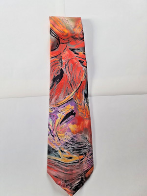 Krawatte Alexander´s 100 % Polyester rot gelb  gemustert Business Klassisch