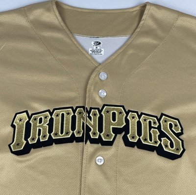 Lehigh Valley IronPigs Jersey Medium Gold Standard OT Sports Button Up Milb