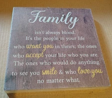 Friends are Family quote Wooden Sign Home decor Sealed want you accept smile lov