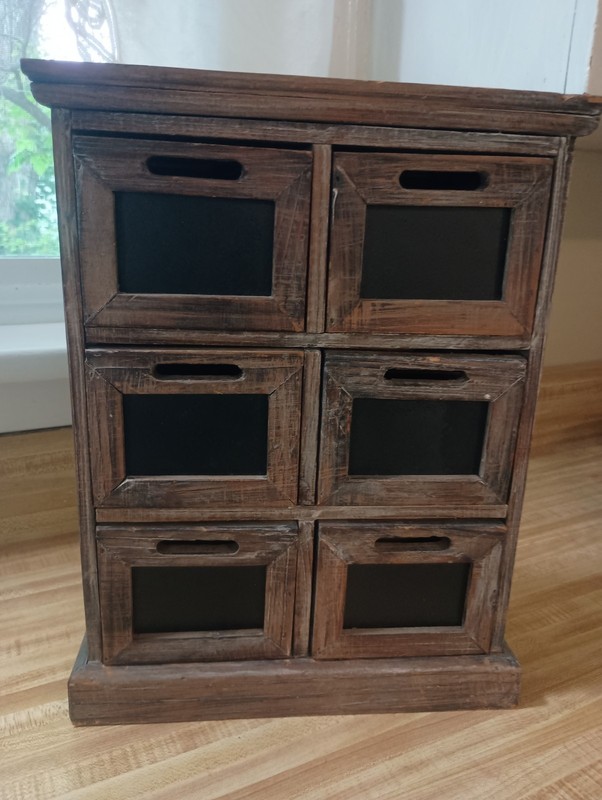 Rustic wood drawered tabletop cabinet
