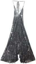 Astringent Tie-Dye Maxi Length Deformed Flare Camisole Dress Black Rayon Boho