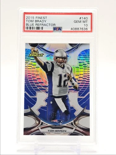 TOM BRADY 2015 TOPPS FINEST FOOTBALL BLUE REFRACTOR /250 PSA 10 Q0004
