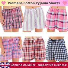 Womens Pyjama Sleep Shorts Check Stripe Nightwear Lounge Pink Blue Love To Sleep