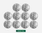 Lot of 10 - $1 American Silver Eagle Coin 1 oz BU - Random Year. US Mint