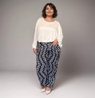 DAMEN ÜBERGRÖSSE HAREMSHOSE PEACE PRINT ALI BABA HIGH RISE HOSE