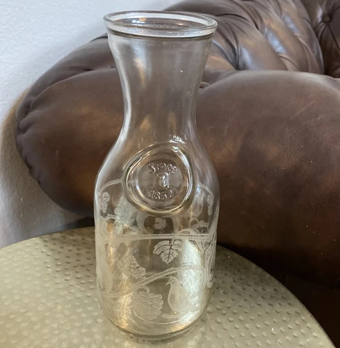 Vtg 1989 Paul Masson Vinyards Glass Wine Cafe Decanter Norman Kosarin Carafe 10”