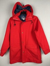 The Woolrich Woman Coat Women s S Red Wool Chore Barn Coat Hooded 3767
