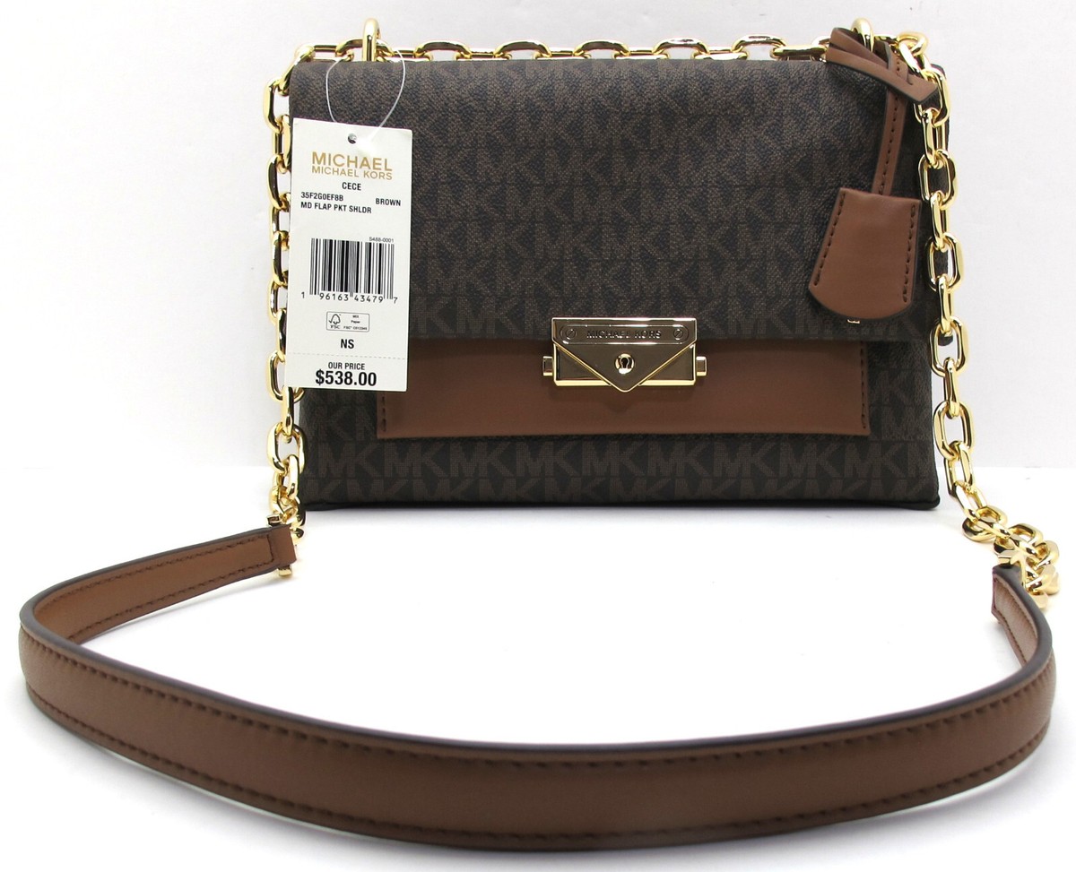 NWT Auth MICHAEL KORS CECE MD Flap Pocket Shoulder MK Monogram