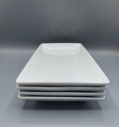 Juego de 4 platos rectangulares de porcelana de 12 pulgadas bandejas para servir blancas - Imagen 5 de 5