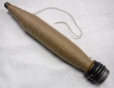 Vintage SPOOL/BOBBIN? & Wool Thread, Wooden Spindle Weaving? Knitting? Factory?
