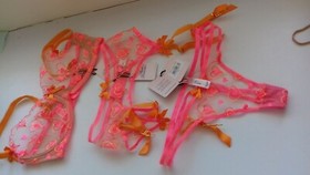 AGENT PROVOCATEUR PERDIA BRA 34C/D 36C/D/DD/E & 3 MEDIUM SUSPENDER & THONG BNWT