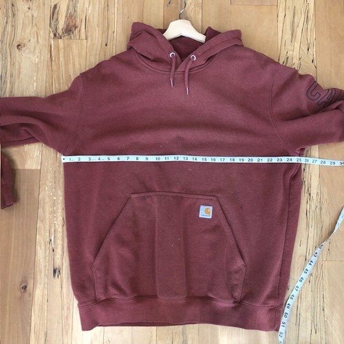 Carhartt Hoodie Pullover Sweatshirt Burnt Orange Brown Red Sleeve Logo Men's XL - 第 8/8 張圖片