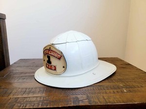 Vintage Cairns & Brothers Aluminum Fire Helmet Asst Chief Leather Badge 7 1/2