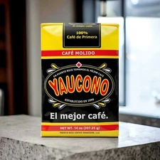 Yaucono Ground Coffee From Puerto Rico Bagged, One 14 Ounce package.