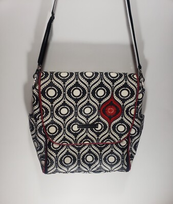 Womens PETUNIA PICKLE BOTTOM Backpack Diaper Bag Black White Red Zip Around 