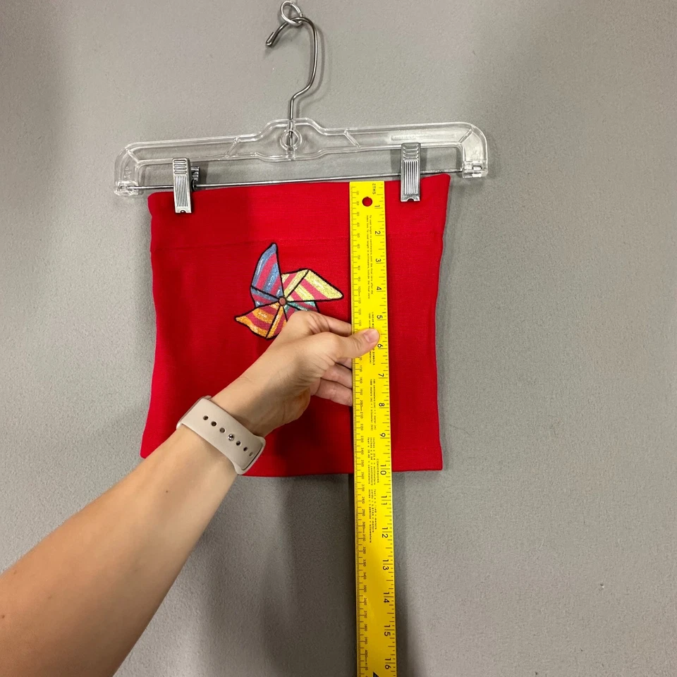 Винтажный 70-х трубка верхний без бретелек рубашка красный вязаный Pinwheel рокабилли маленький фестиваль NWO - Изображение 3 из 4