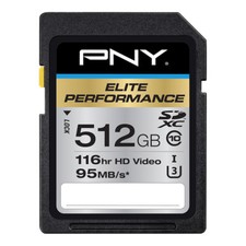 PNY P-SDX512U3H-GE Elite Performance 512 GB SDXC Class 10/UHS-I U3 - 95 MB/s