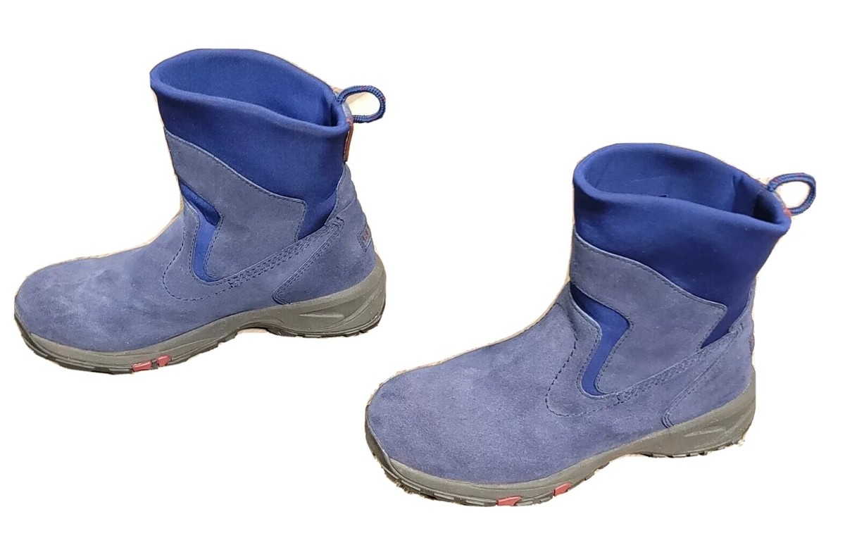 LL BEAN Womens 8.5 M Thinsulate Suede Blue Navy Pull On Winter