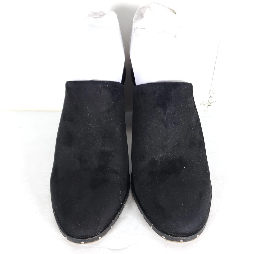 Rebecca Minkoff Women’s Gayln US 7M Black Suede Studded Stacked Heel Mule Shoes  - Image 4 of 4