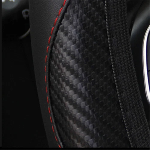 Cubierta Volante Coche Fibra Carbono Cuero PU Universal Antideslizante Accesorios - Imagen 5 de 19